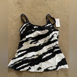 Black and White Tie-Dye Swim Women's Top only NWT
